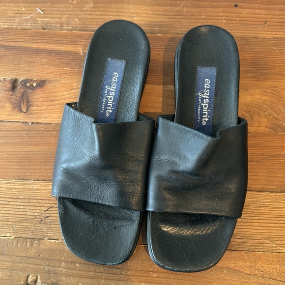 Easy Spirit Black leather slides Sz 5.5 - Picture 1 of 3